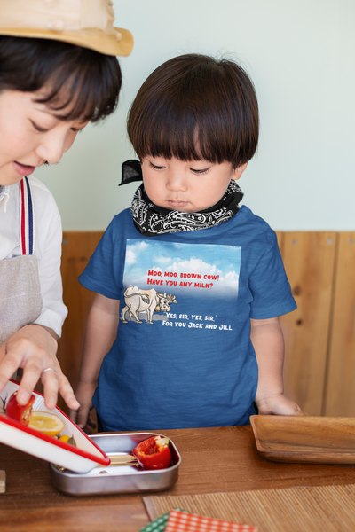 Moo Moo Brown Cow Poem Half Sleeves T-Shirt for Boy-FunkyTeesClub