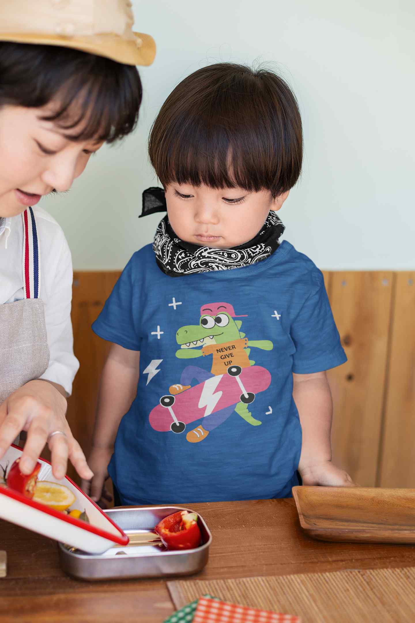Skateboard Crocodile Cartoon Half Sleeves T-Shirt for Boy-FunkyTeesClub