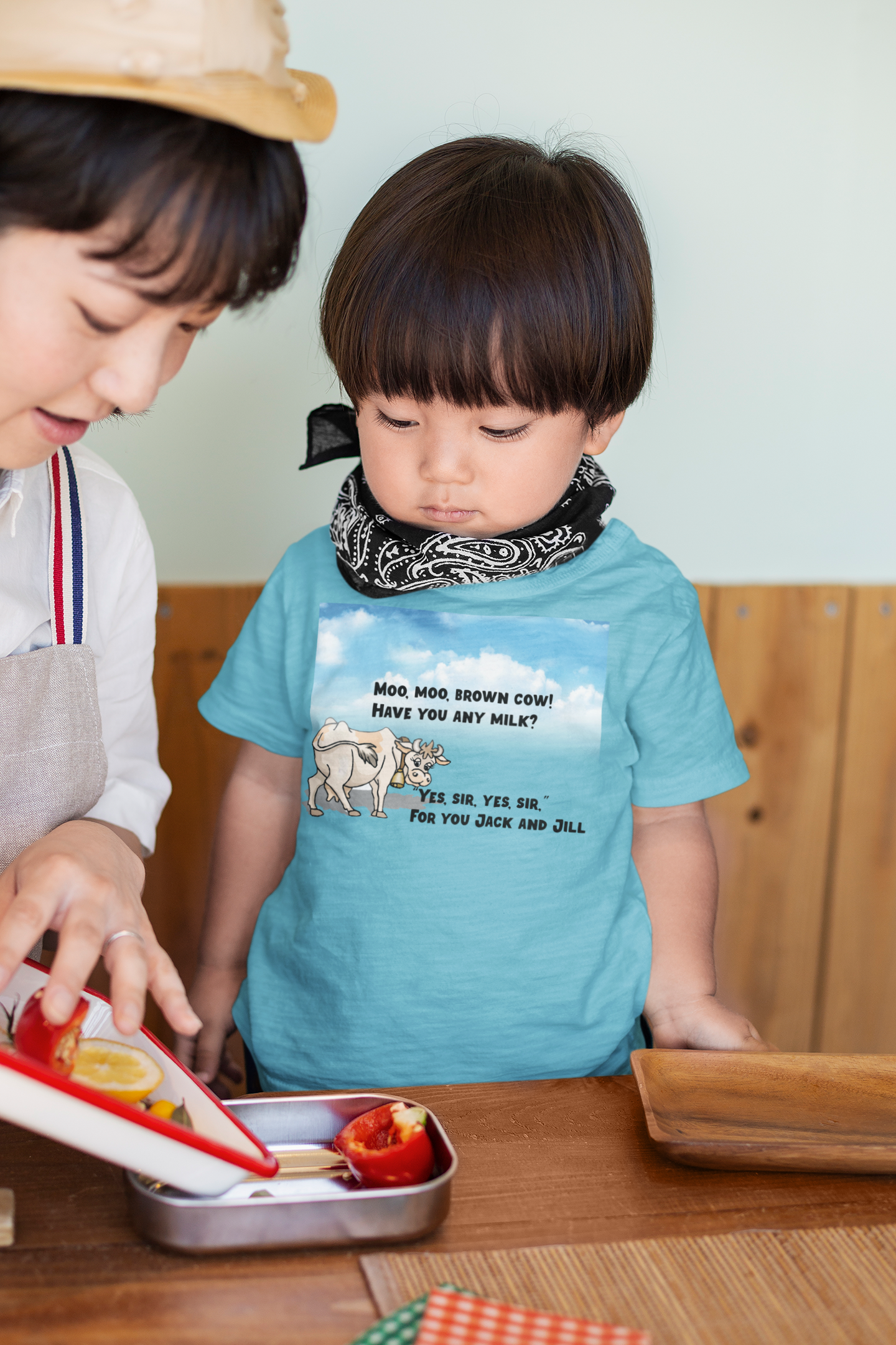 Moo Moo Brown Cow Poem Half Sleeves T-Shirt for Boy-FunkyTeesClub