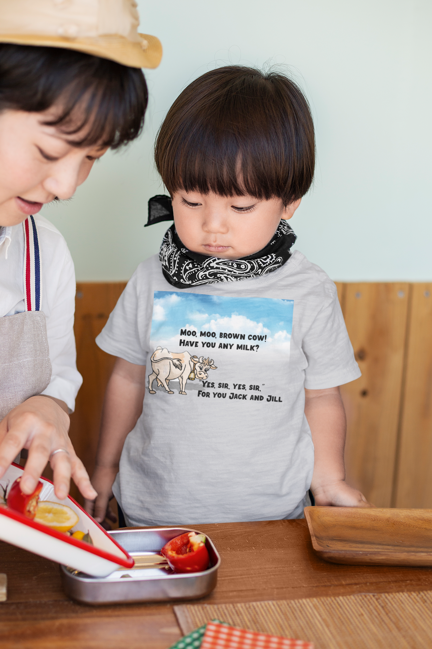 Moo Moo Brown Cow Poem Half Sleeves T-Shirt for Boy-FunkyTeesClub