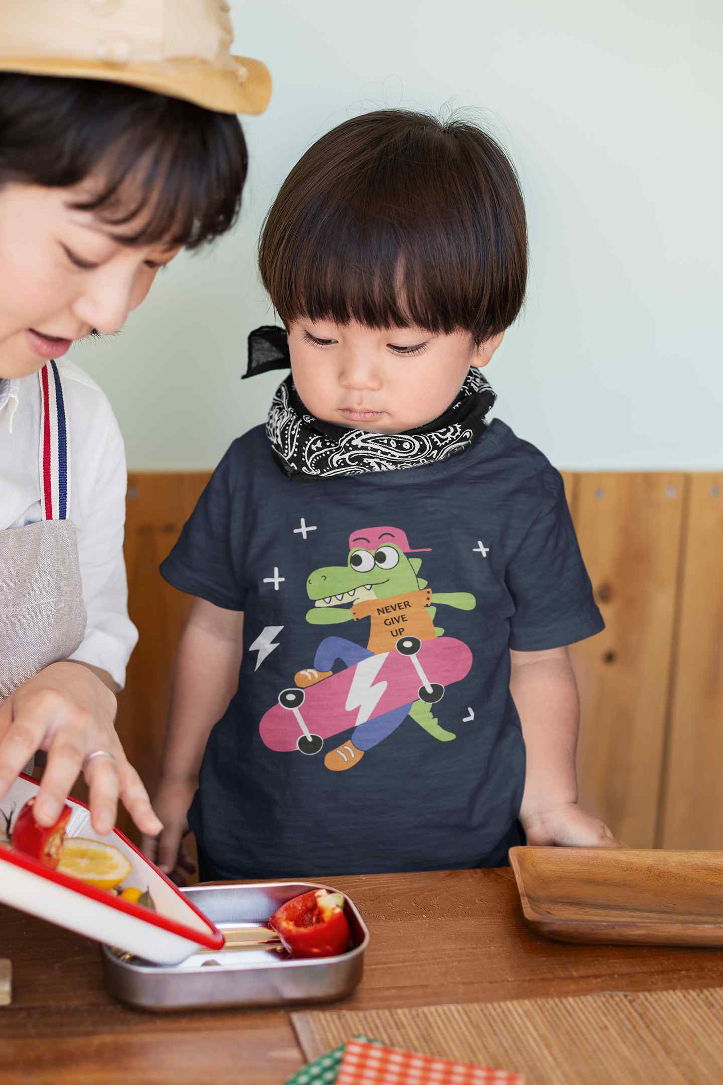 Skateboard Crocodile Cartoon Half Sleeves T-Shirt for Boy-FunkyTeesClub
