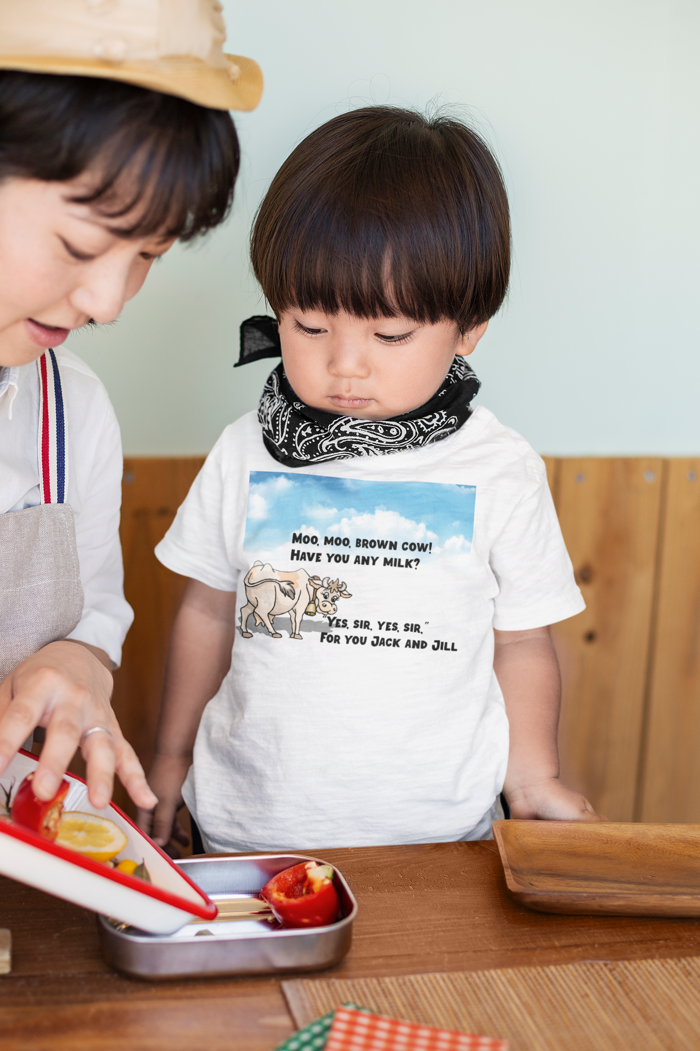 Moo Moo Brown Cow Poem Half Sleeves T-Shirt for Boy-FunkyTeesClub