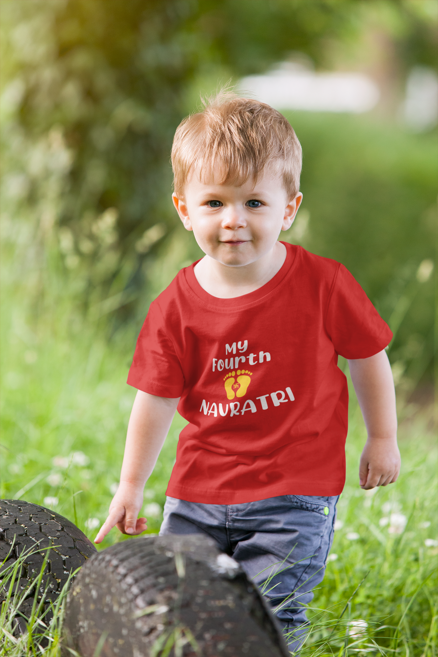 My Fourth Navratri Half Sleeves T-Shirt for Boy-FunkyTeesClub