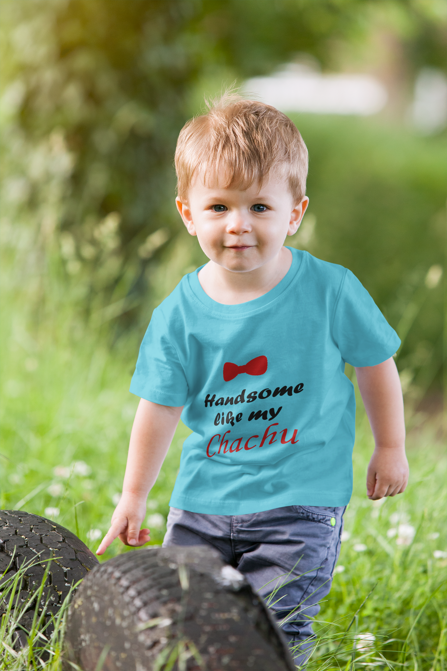 Handsome Like My Chachu Half Sleeves T-Shirt for Boy-FunkyTeesClub