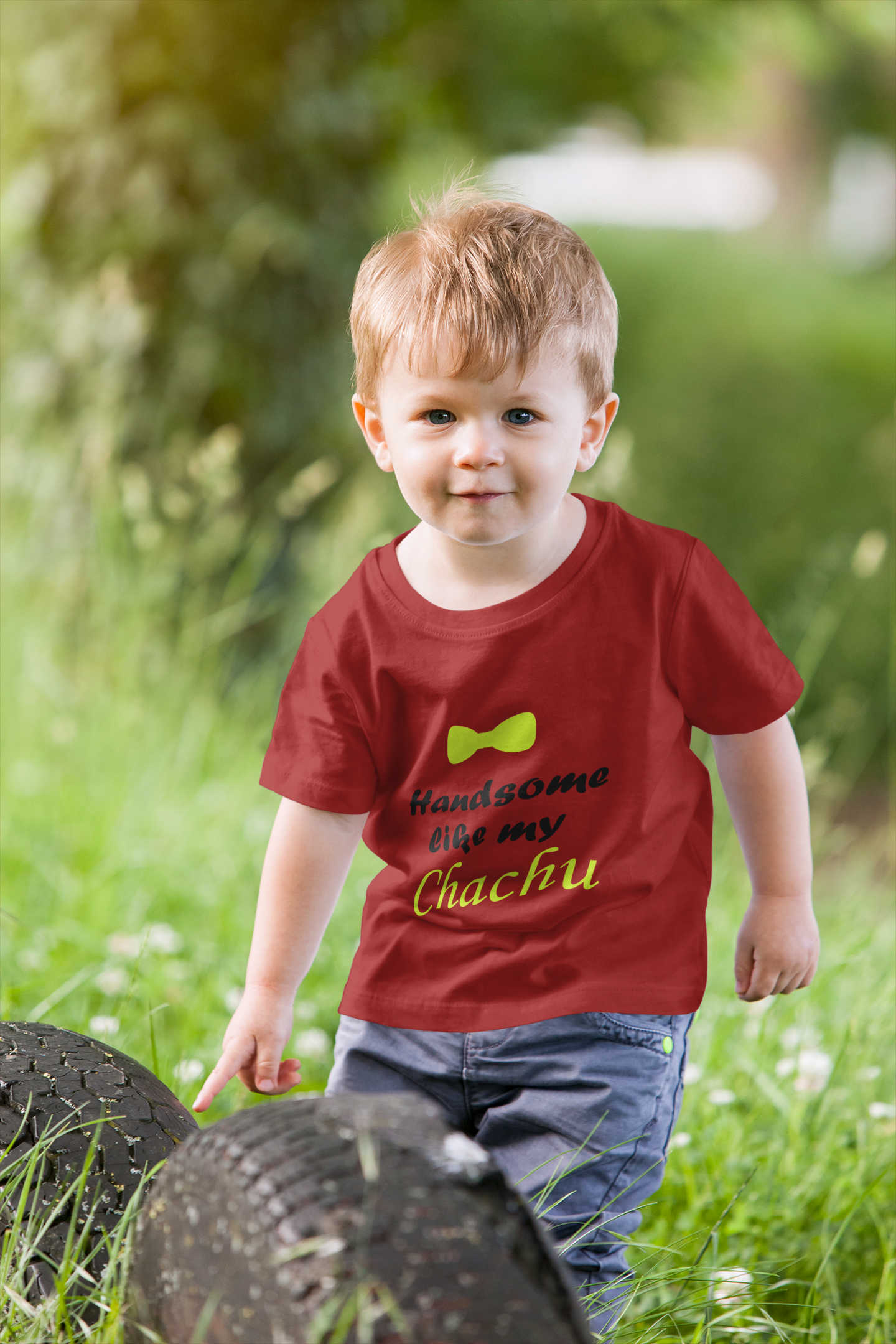 Handsome Like My Chachu Half Sleeves T-Shirt for Boy-FunkyTeesClub
