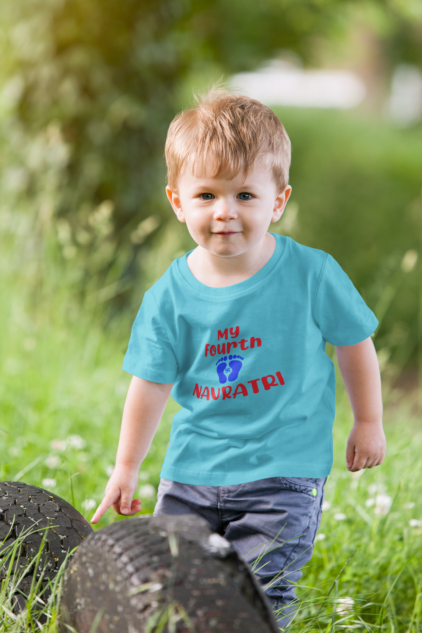 My Fourth Navratri Half Sleeves T-Shirt for Boy-FunkyTeesClub