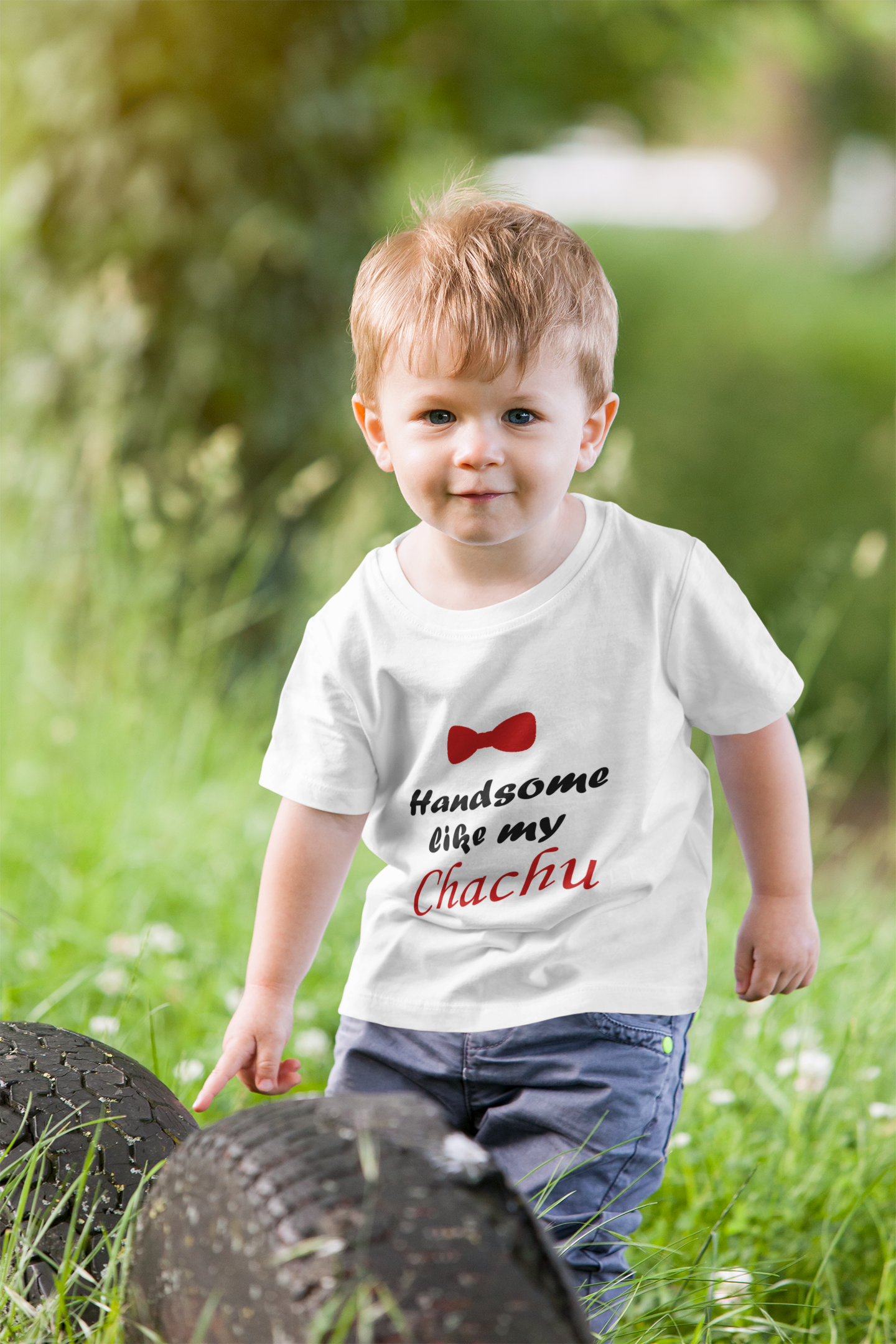 Handsome Like My Chachu Half Sleeves T-Shirt for Boy-FunkyTeesClub