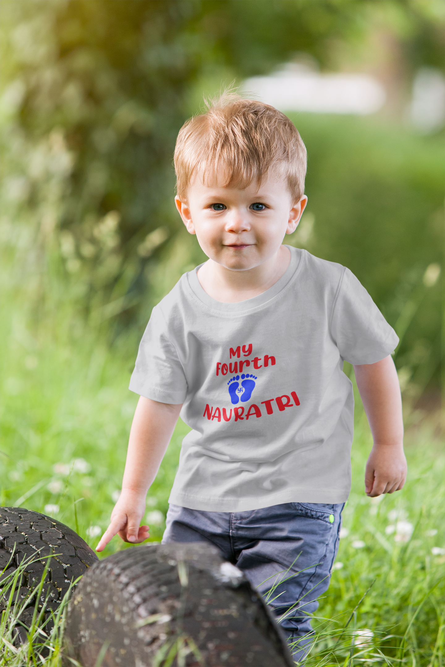 My Fourth Navratri Half Sleeves T-Shirt for Boy-FunkyTeesClub