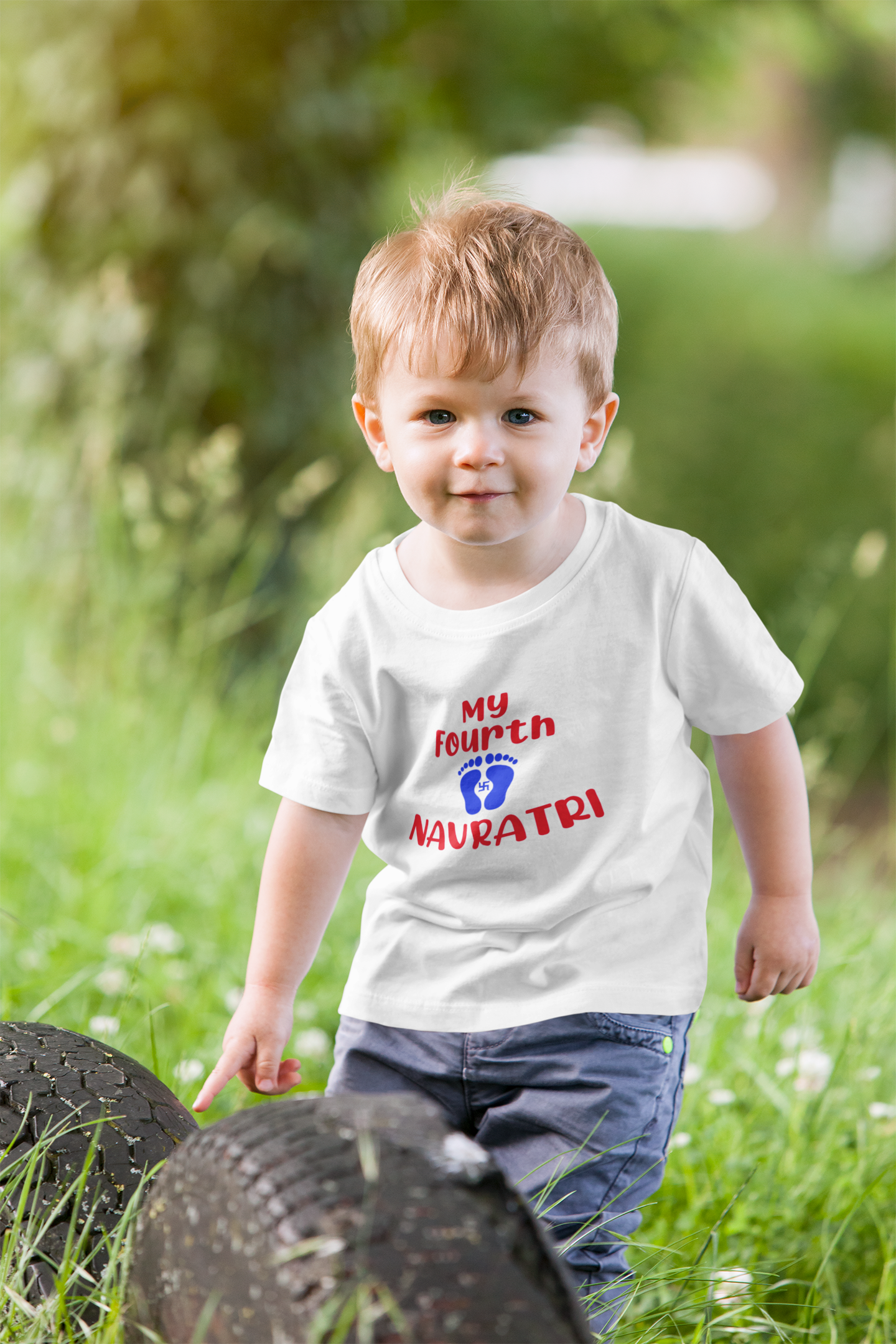 My Fourth Navratri Half Sleeves T-Shirt for Boy-FunkyTeesClub