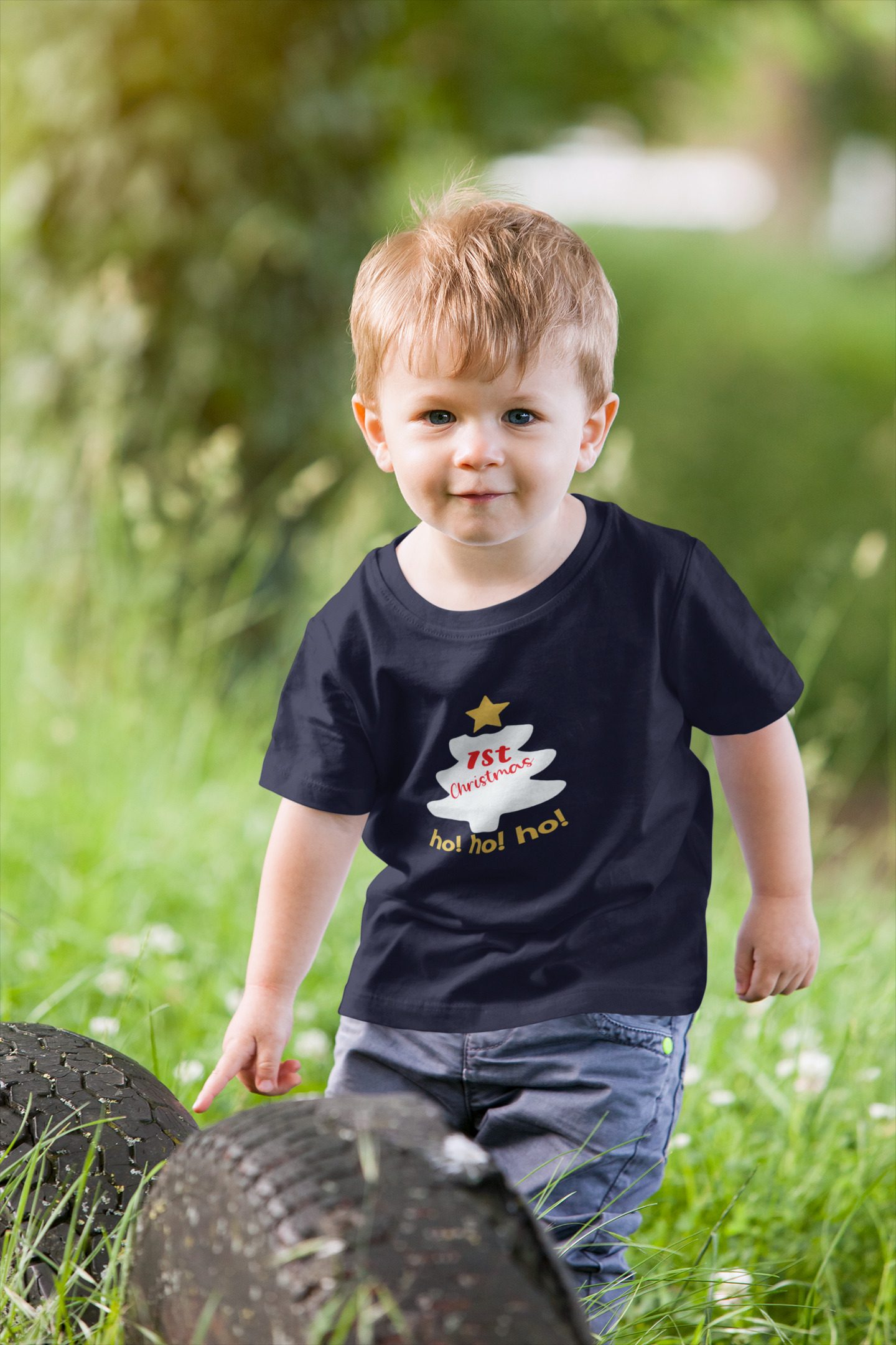 Ho Ho Ho First Christmas Half Sleeves T-Shirt for Boy-FunkyTeesClub