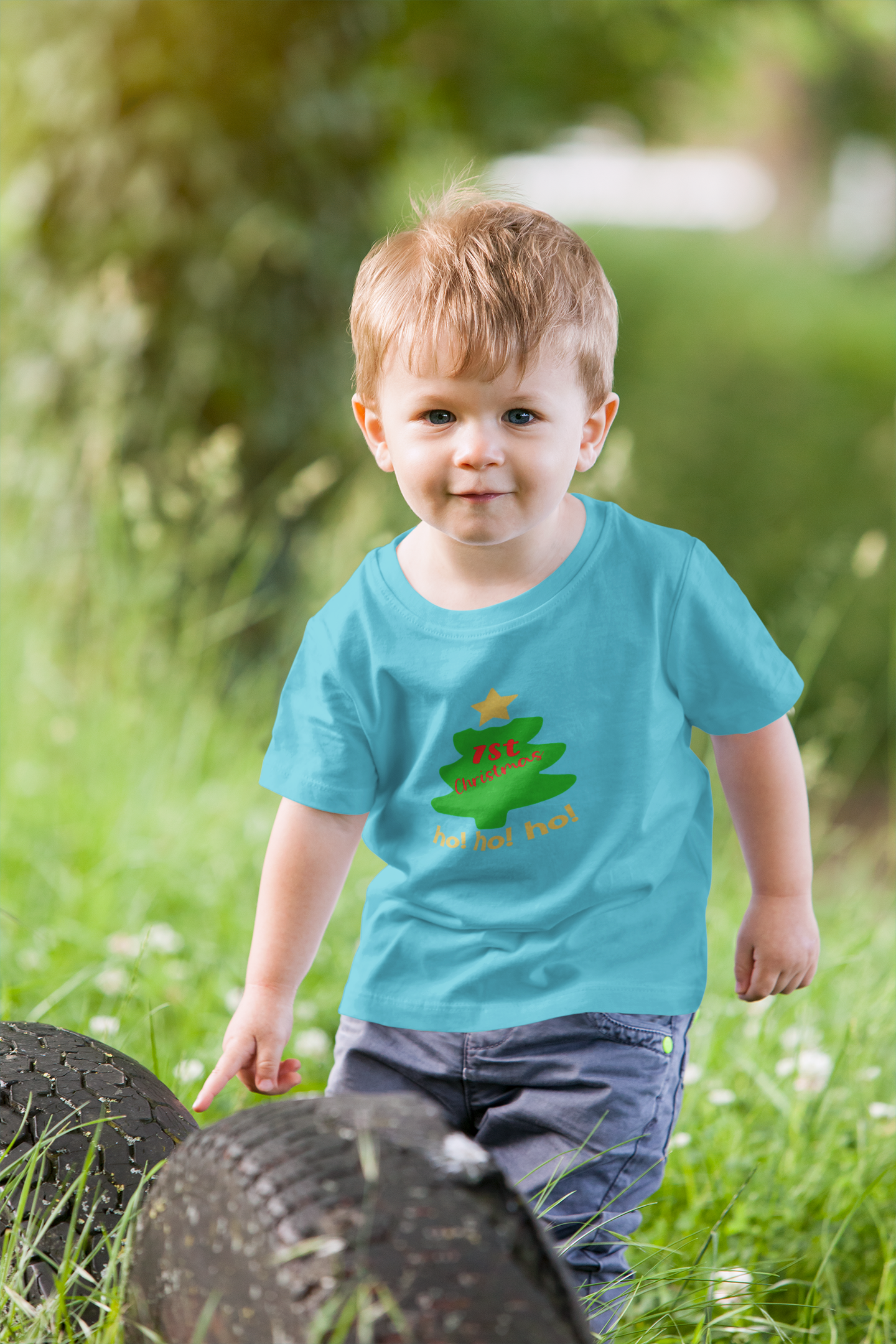 Ho Ho Ho First Christmas Half Sleeves T-Shirt for Boy-FunkyTeesClub