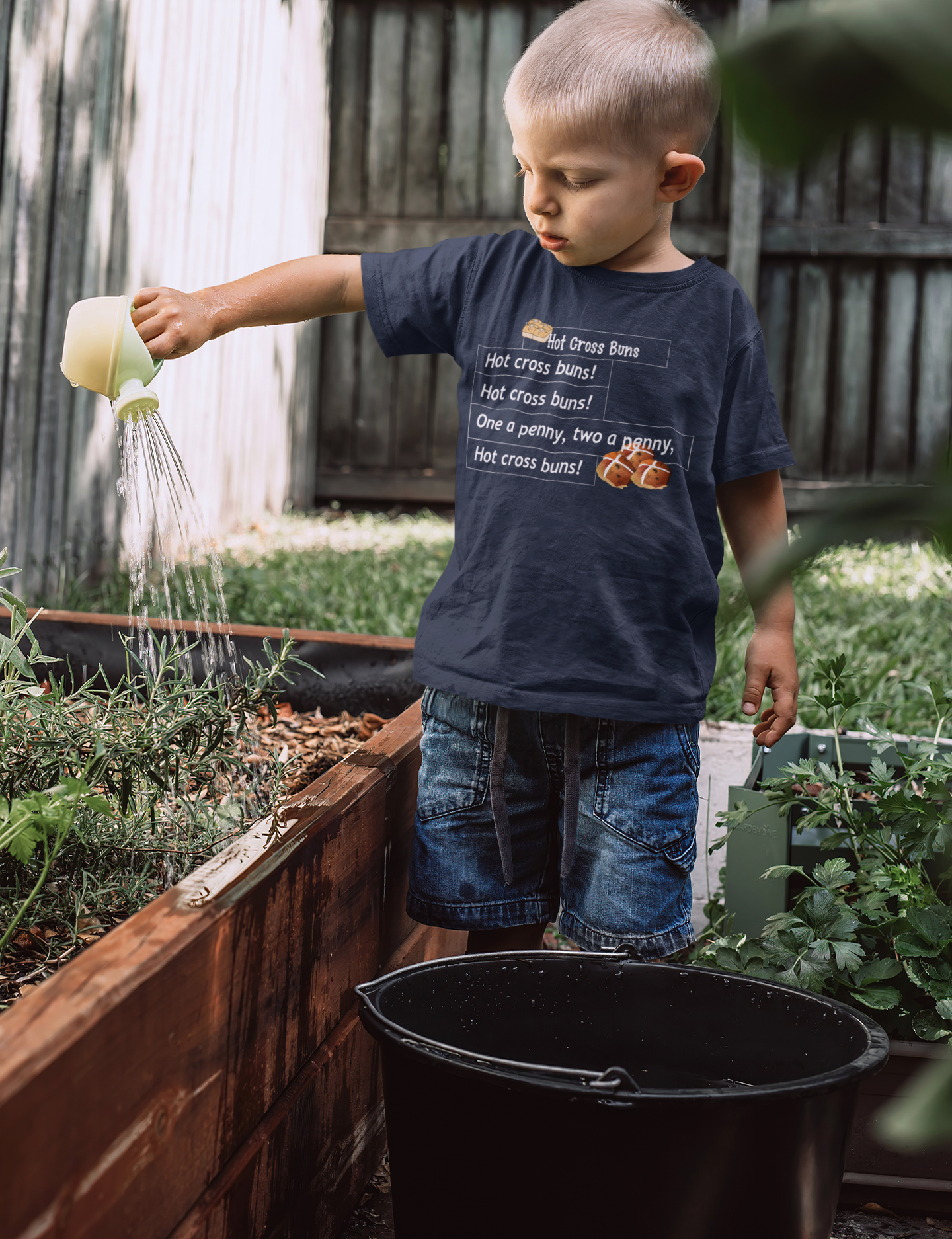 Hot Cross Buns Poem Half Sleeves T-Shirt for Boy-FunkyTeesClub