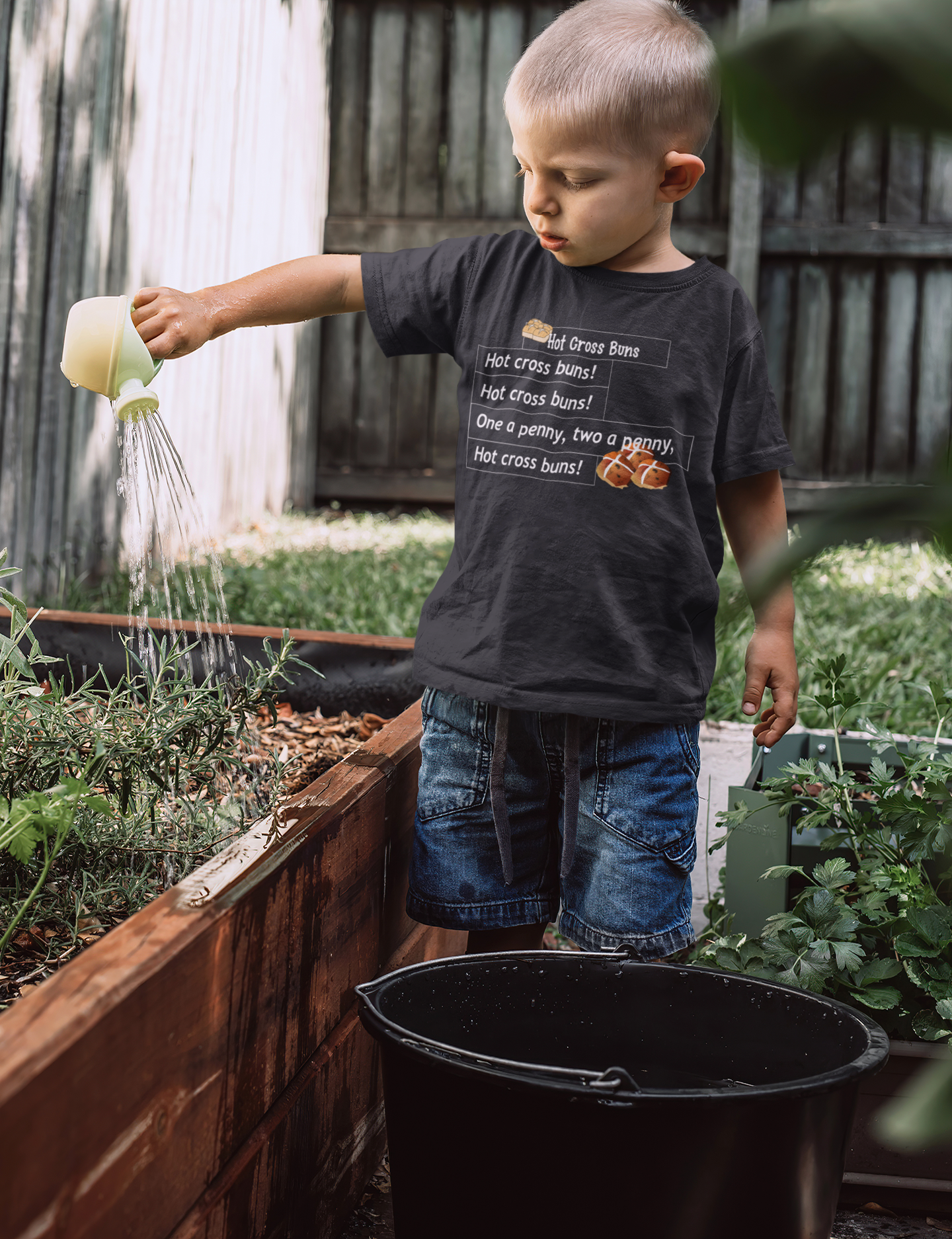 Hot Cross Buns Poem Half Sleeves T-Shirt for Boy-FunkyTeesClub