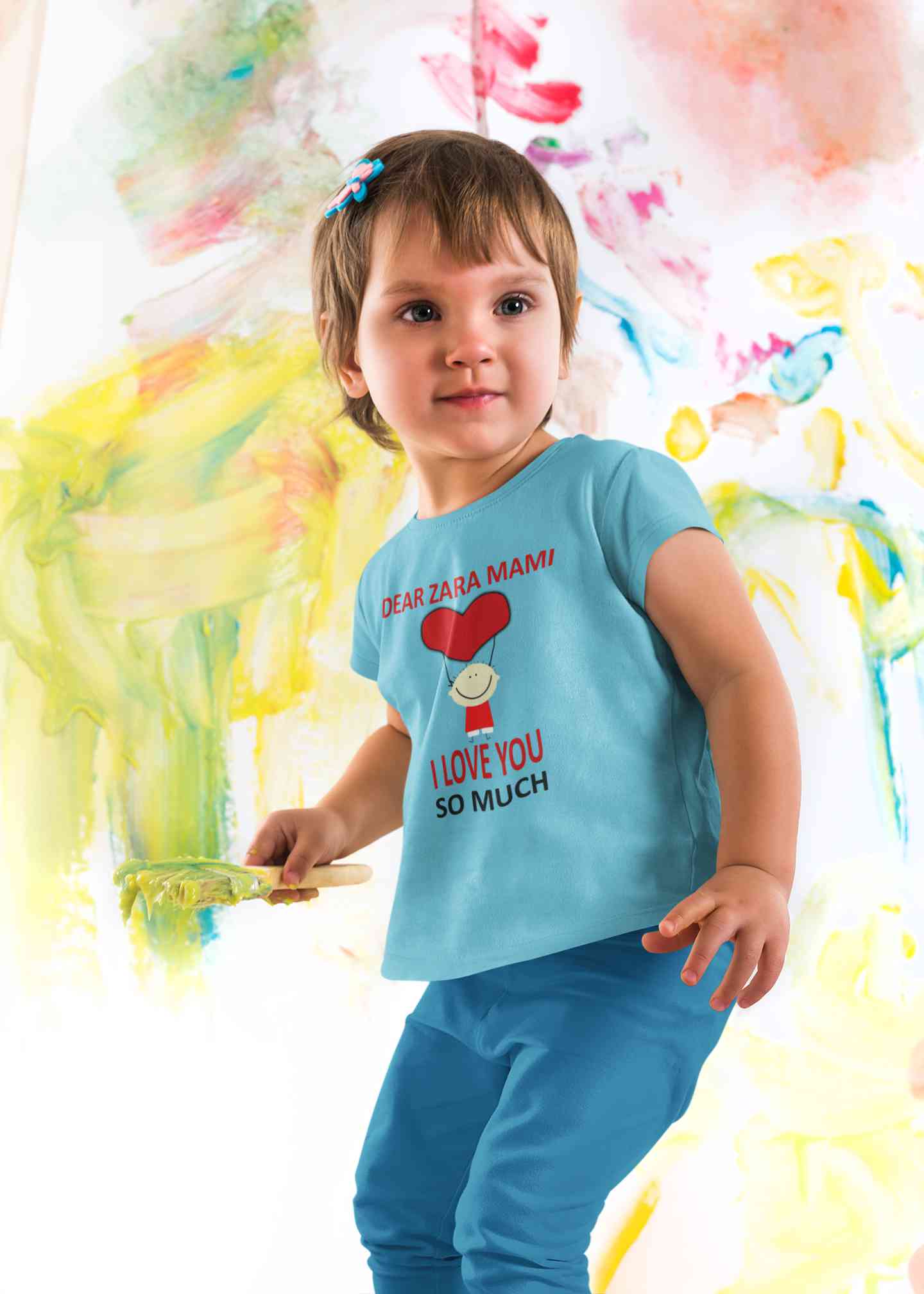 Custom Name I love My Mami So Much Half Sleeves T-Shirt For Girls -FunkyTeesClub