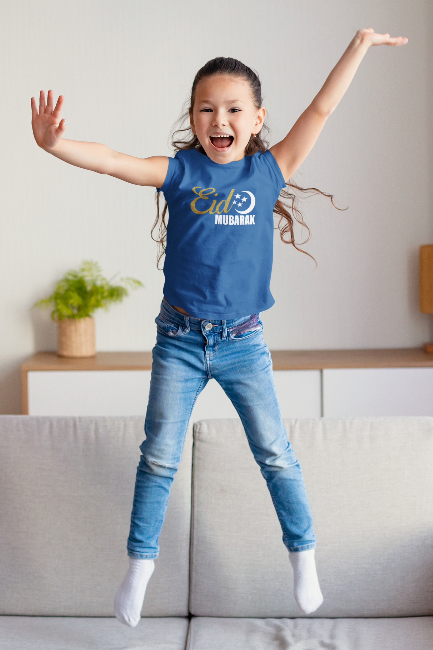 Eid Mubarak Half Sleeves T-Shirt For Girls -FunkyTeesClub