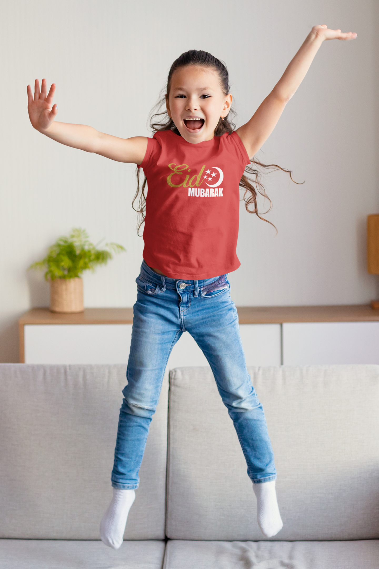 Eid Mubarak Half Sleeves T-Shirt For Girls -FunkyTeesClub