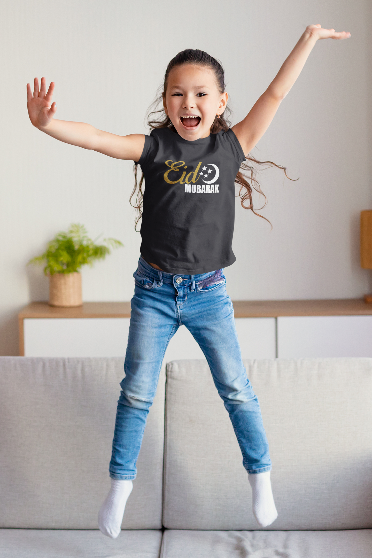 Eid Mubarak Half Sleeves T-Shirt For Girls -FunkyTeesClub