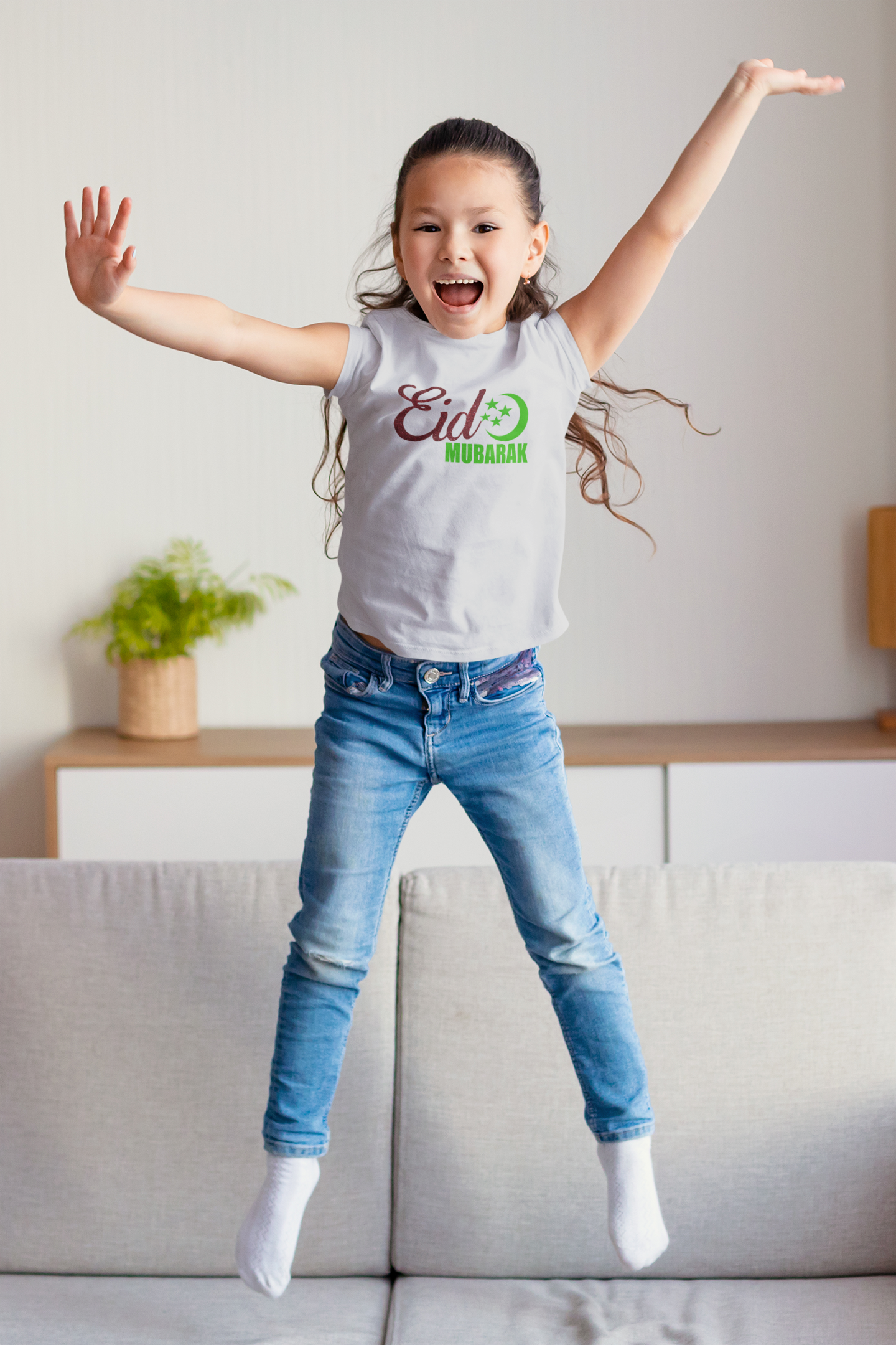 Eid Mubarak Half Sleeves T-Shirt For Girls -FunkyTeesClub