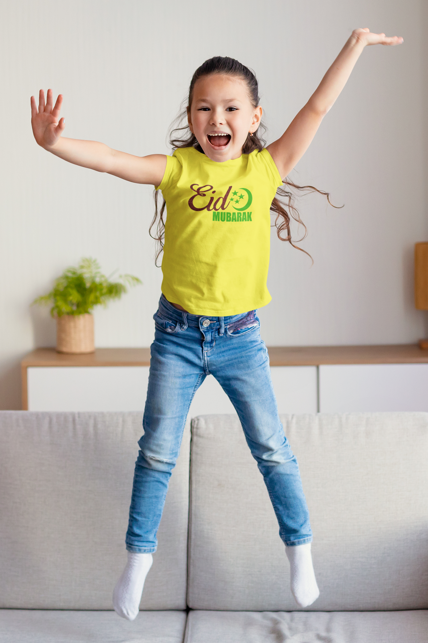 Eid Mubarak Half Sleeves T-Shirt For Girls -FunkyTeesClub