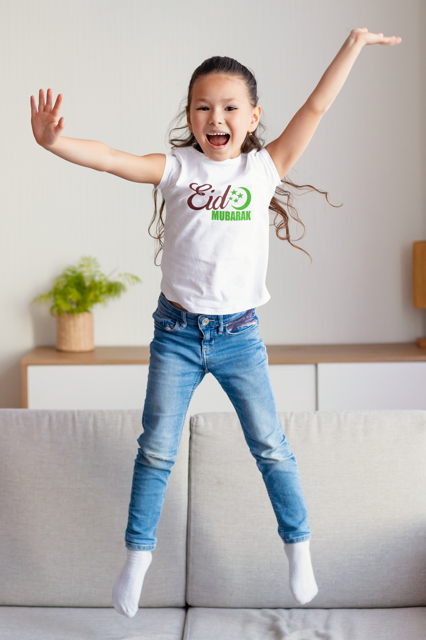 Eid Mubarak Half Sleeves T-Shirt For Girls -FunkyTeesClub