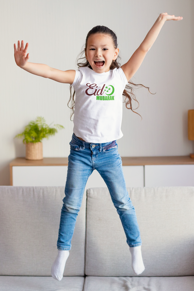 Eid Mubarak Half Sleeves T-Shirt For Girls -FunkyTeesClub
