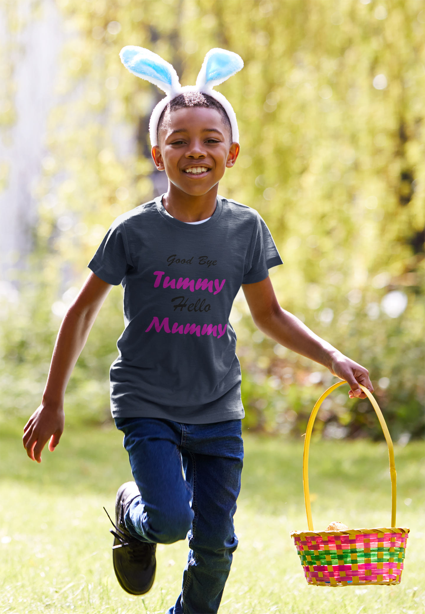Good Bye Tummy Hello Mummy Half Sleeves T-Shirt for Boy-FunkyTeesClub
