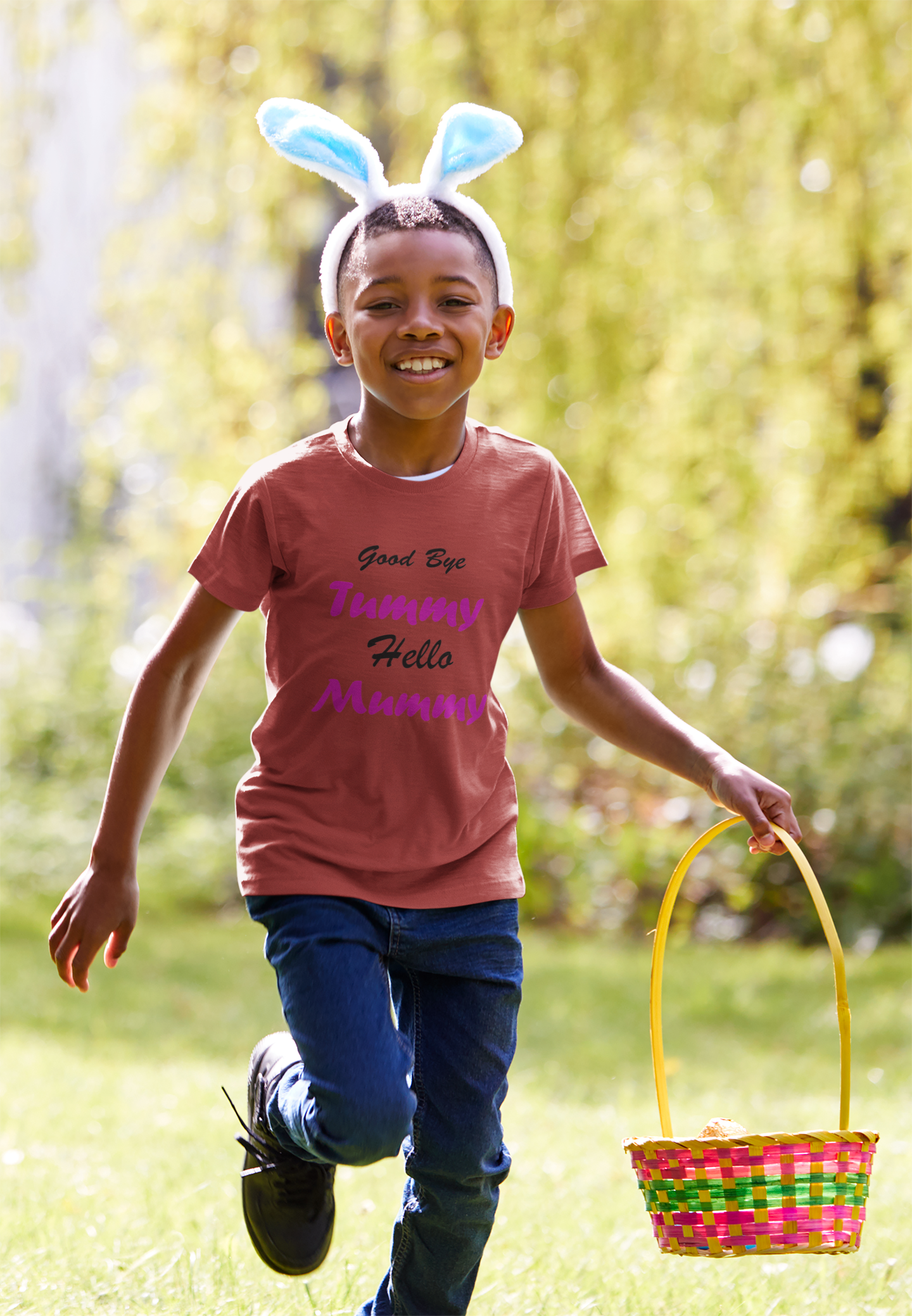 Good Bye Tummy Hello Mummy Half Sleeves T-Shirt for Boy-FunkyTeesClub