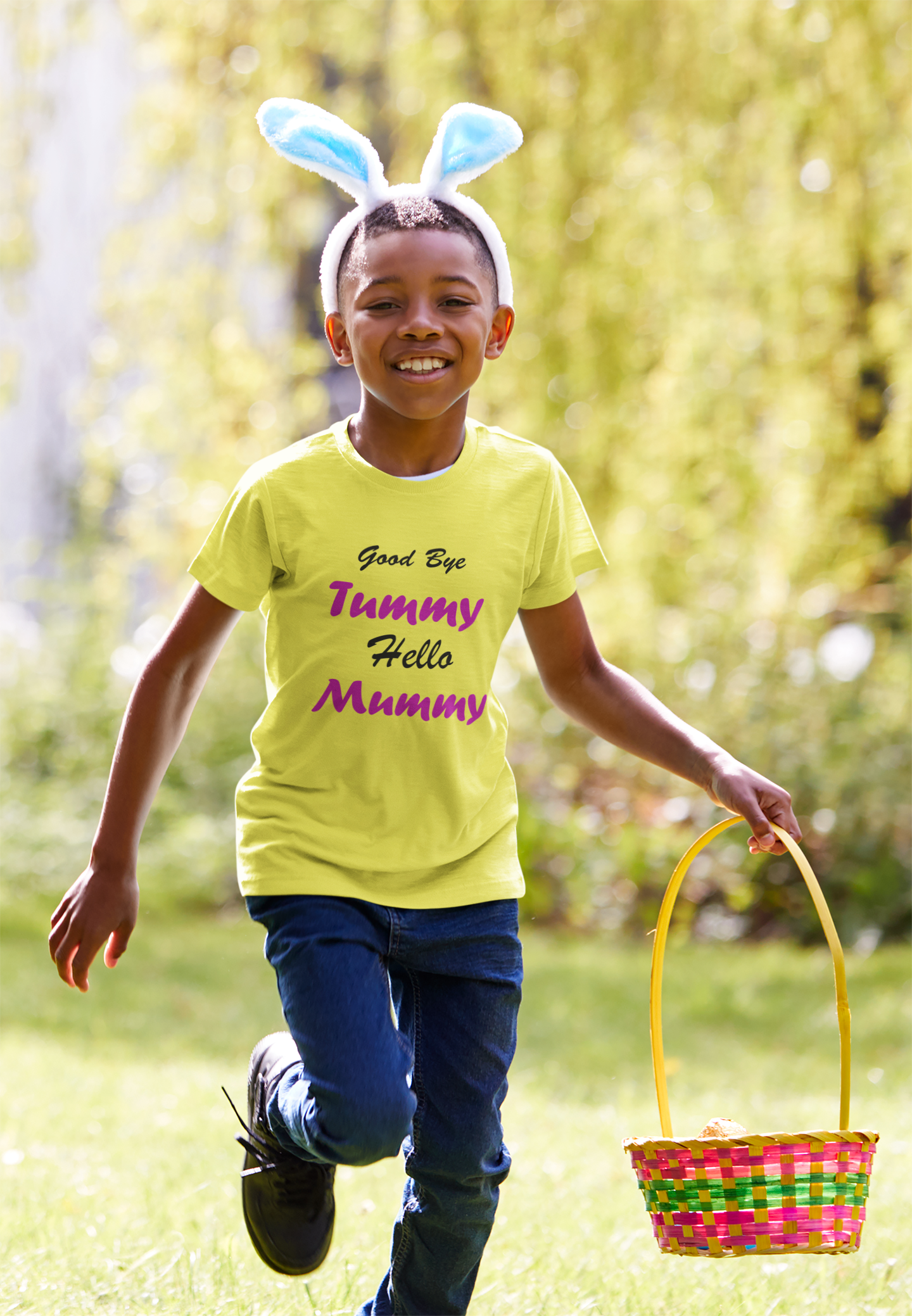 Good Bye Tummy Hello Mummy Half Sleeves T-Shirt for Boy-FunkyTeesClub