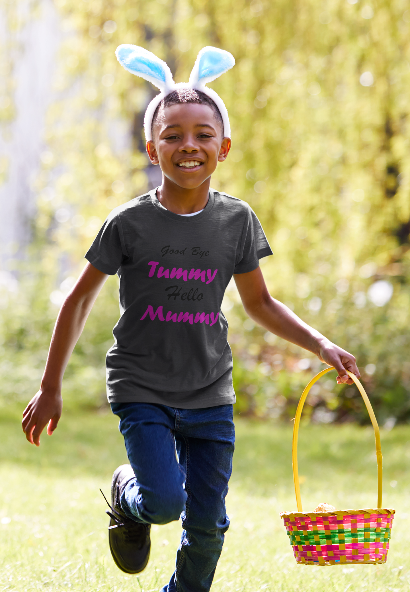 Good Bye Tummy Hello Mummy Half Sleeves T-Shirt for Boy-FunkyTeesClub