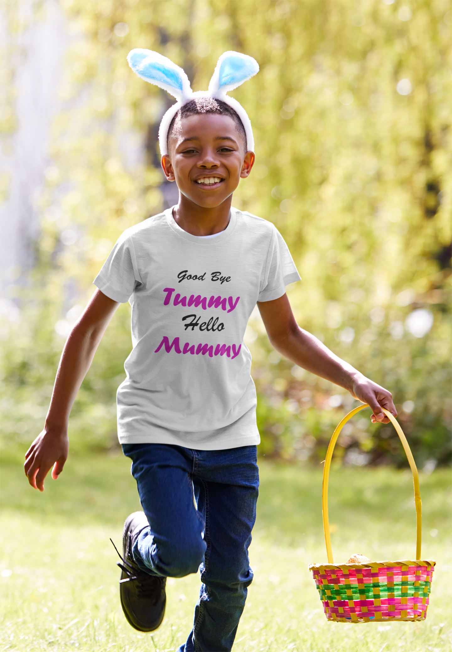 Good Bye Tummy Hello Mummy Half Sleeves T-Shirt for Boy-FunkyTeesClub