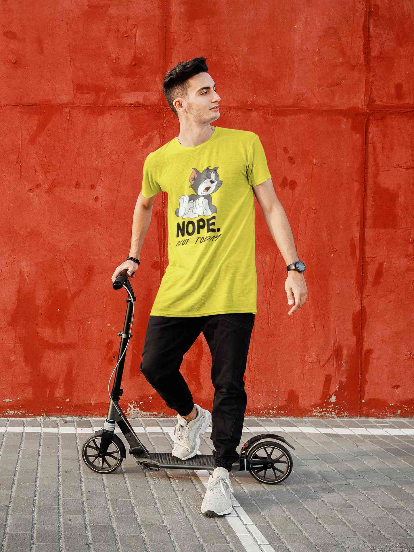 Cute Cartoon Not Today Mens Half Sleeves T-shirt- FunkyTeesClub