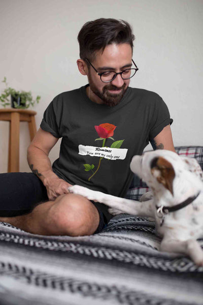 Romance Slogan Rose Printed Mens Half Sleeves T-shirt- FunkyTeesClub