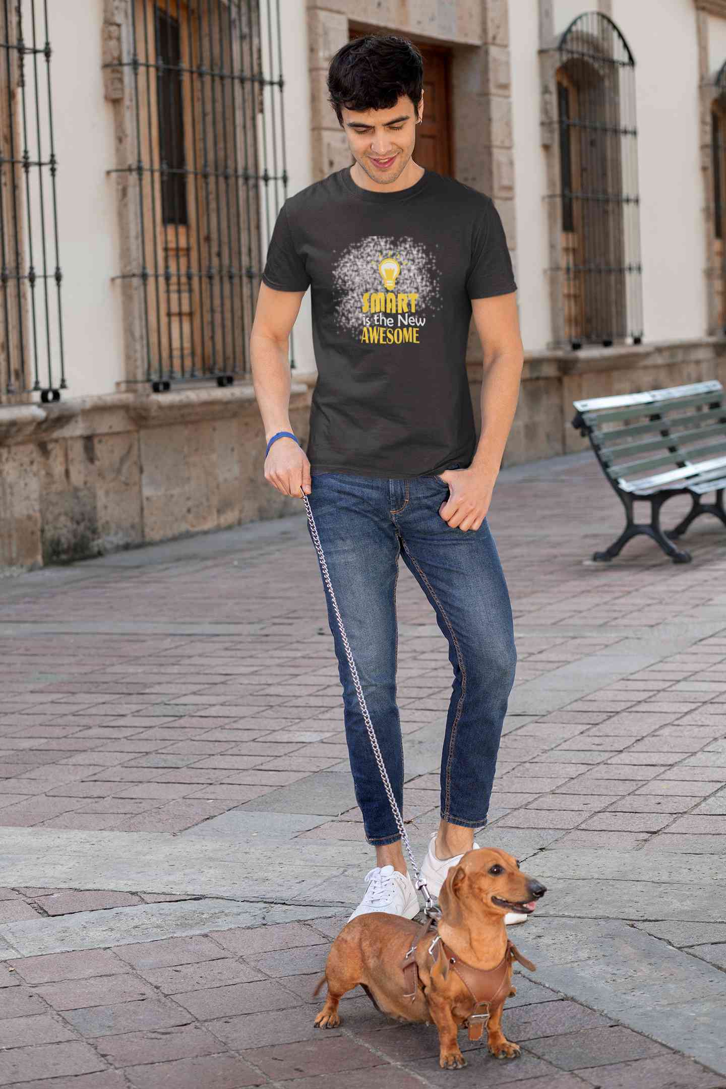 Smart Is Awesome Mens Half Sleeves T-shirt- FunkyTeesClub