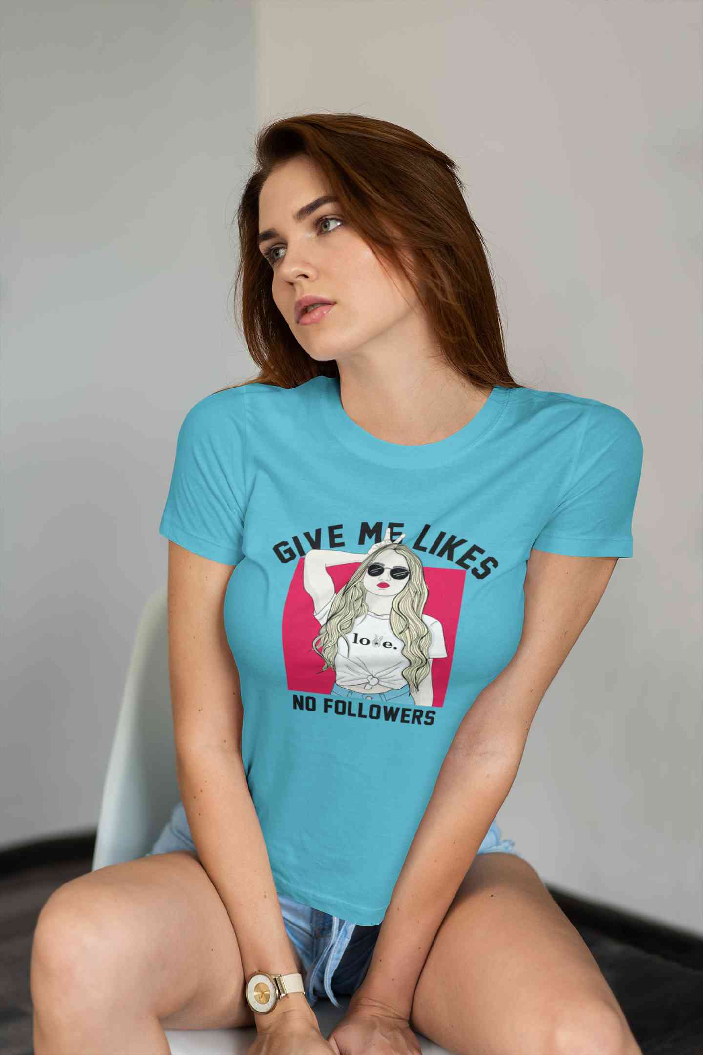 Give Me Likes No Followers Typography Women Half Sleeves T-shirt- FunkyTeesClub