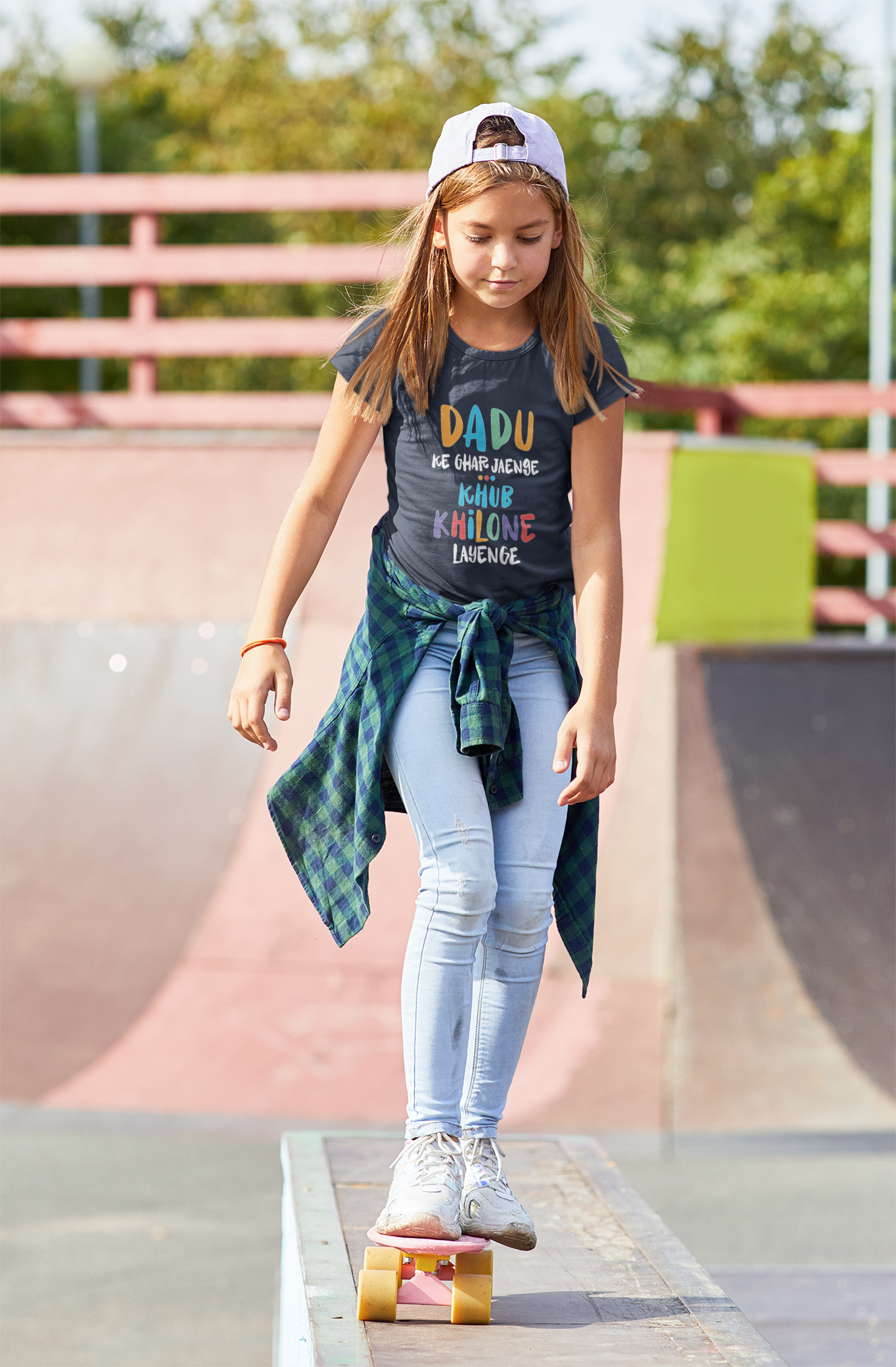 Dadu Ke Ghar Jayege Half Sleeves T-Shirt For Girls -FunkyTeesClub