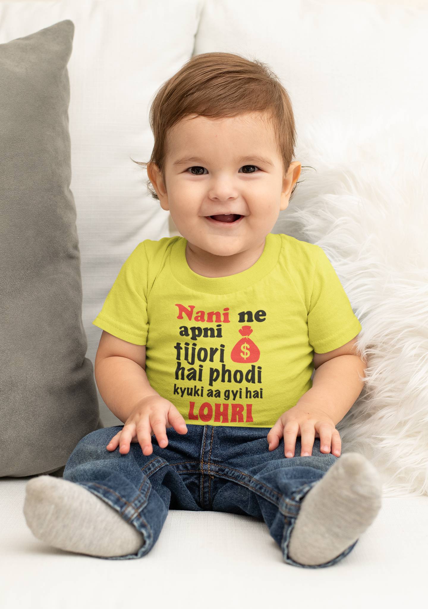 Nani Ki Tijori Lohri Half Sleeves T-Shirt for Boy-FunkyTeesClub