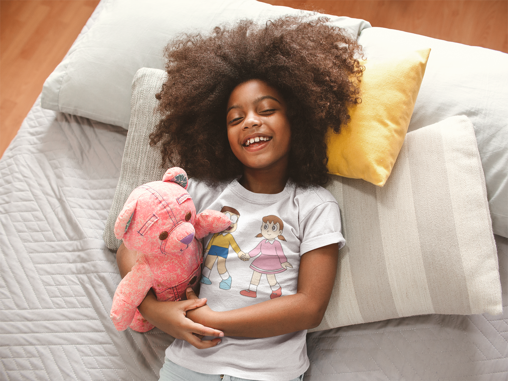Cute Cartoon Half Sleeves T-Shirt For Girls -FunkyTeesClub