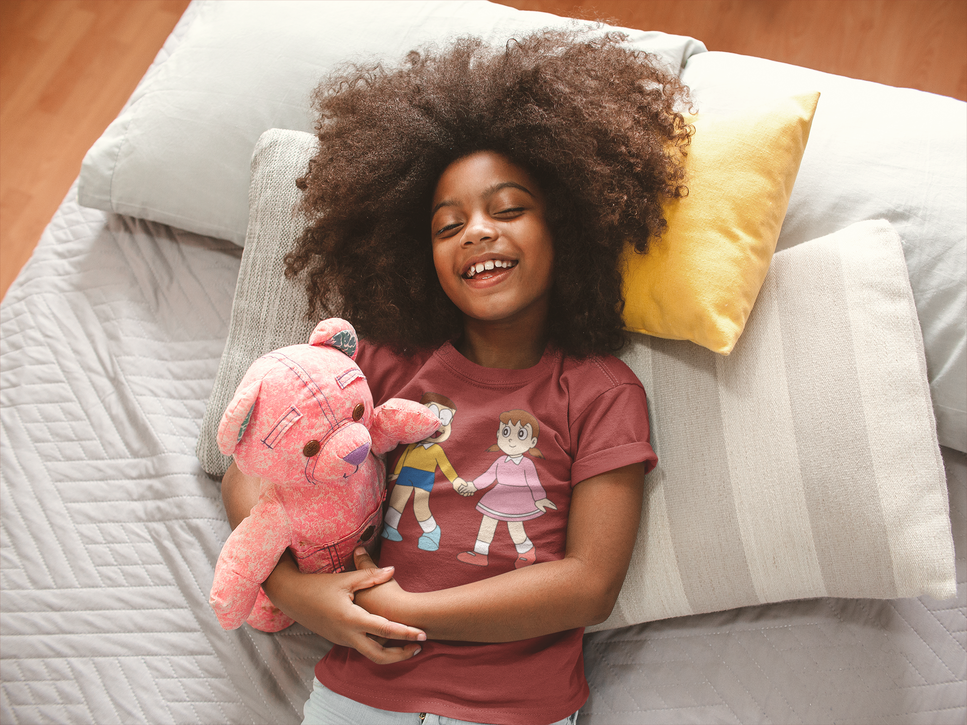 Cute Cartoon Half Sleeves T-Shirt For Girls -FunkyTeesClub