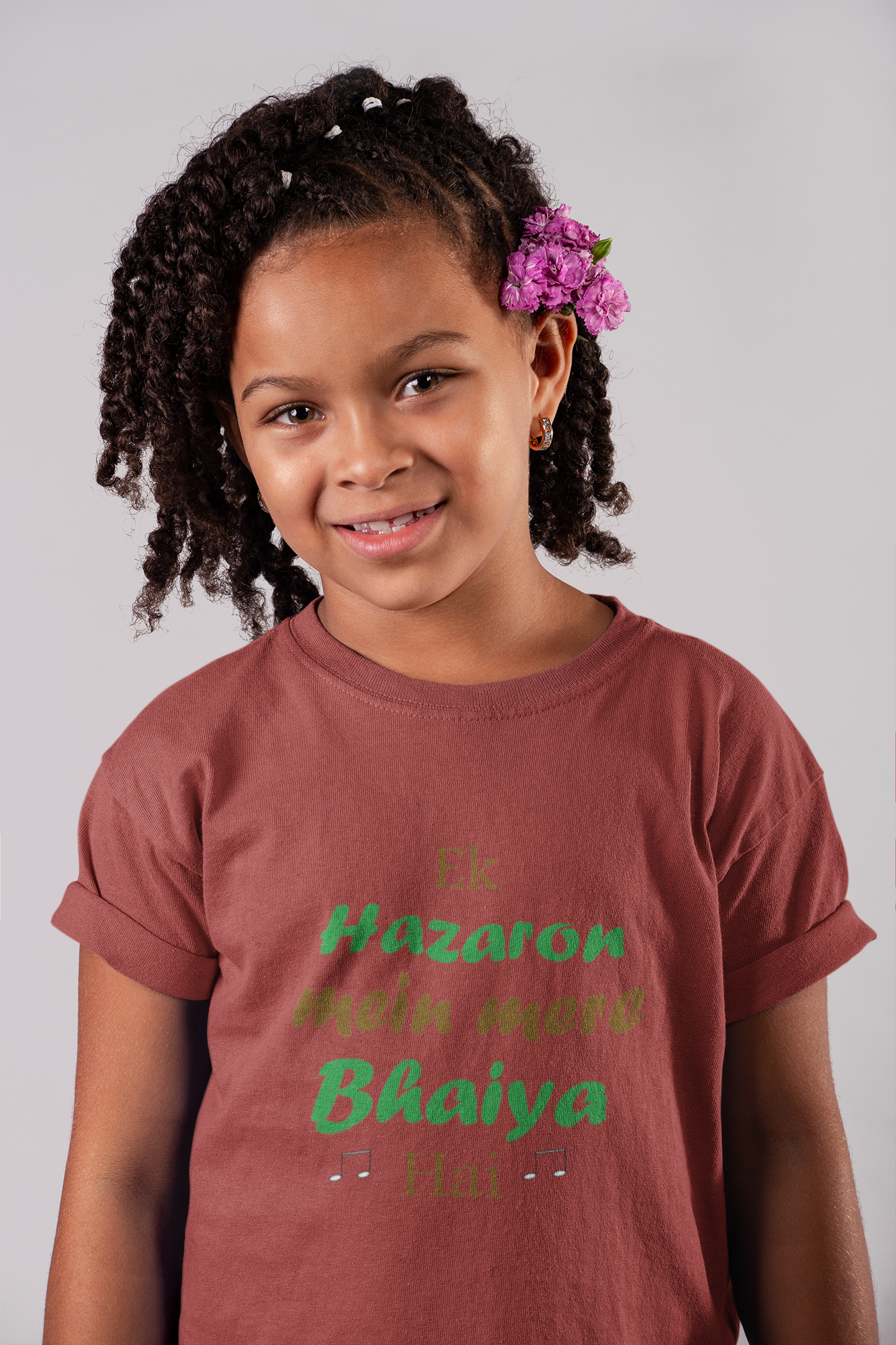 Ek Hazaro Mein Mere Bhaiya Half Sleeves T-Shirt For Girls -FunkyTeesClub