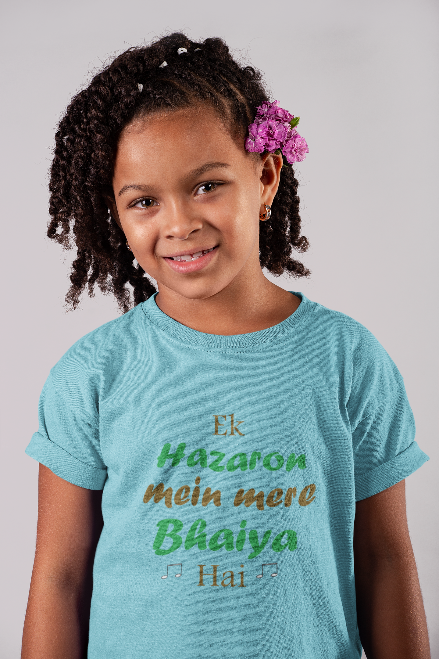 Ek Hazaro Mein Mere Bhaiya Half Sleeves T-Shirt For Girls -FunkyTeesClub