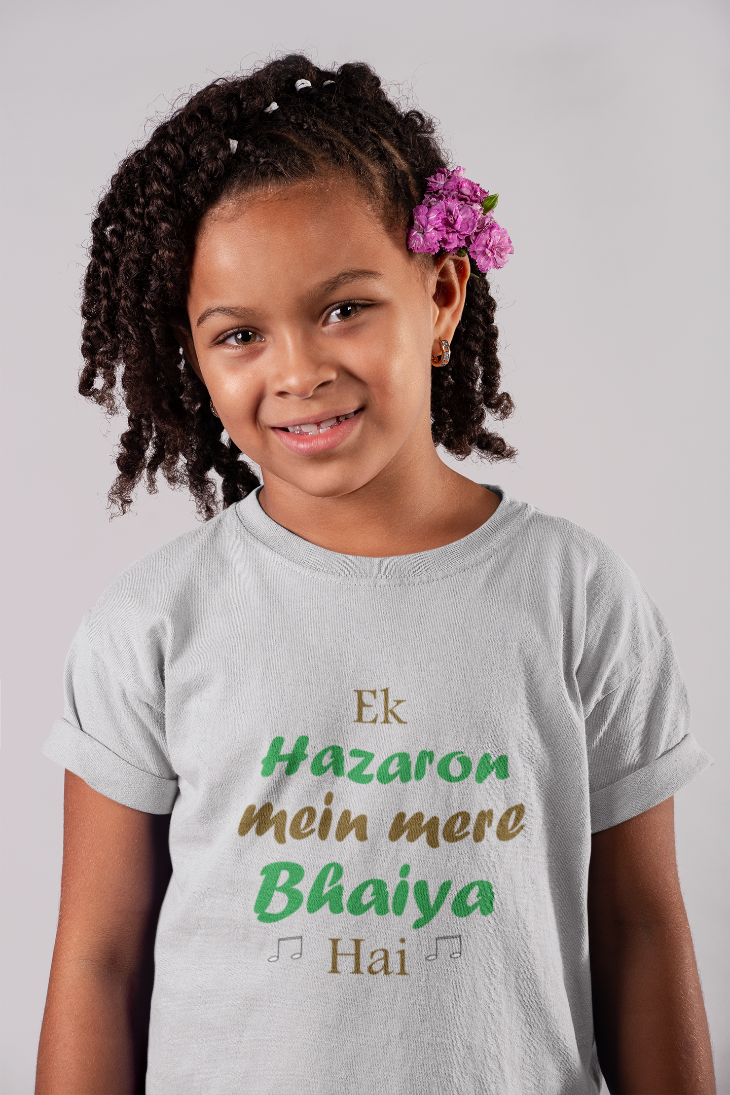 Ek Hazaro Mein Mere Bhaiya Half Sleeves T-Shirt For Girls -FunkyTeesClub