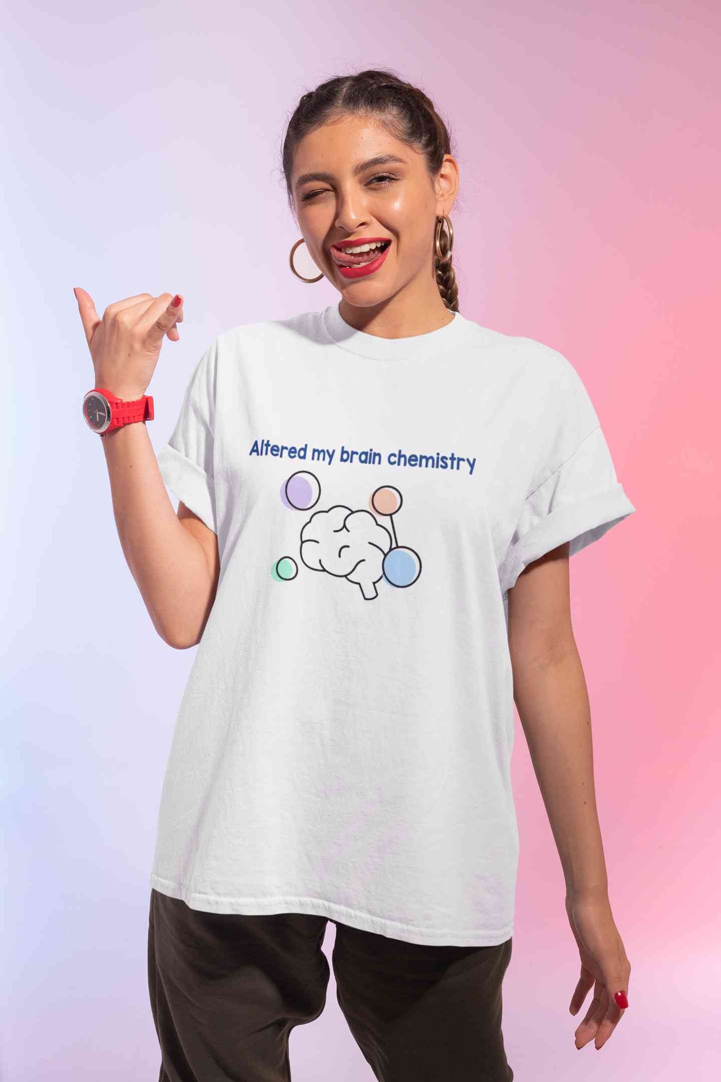 Brain Chemistry Women Half Sleeves T-shirt- FunkyTeesClub