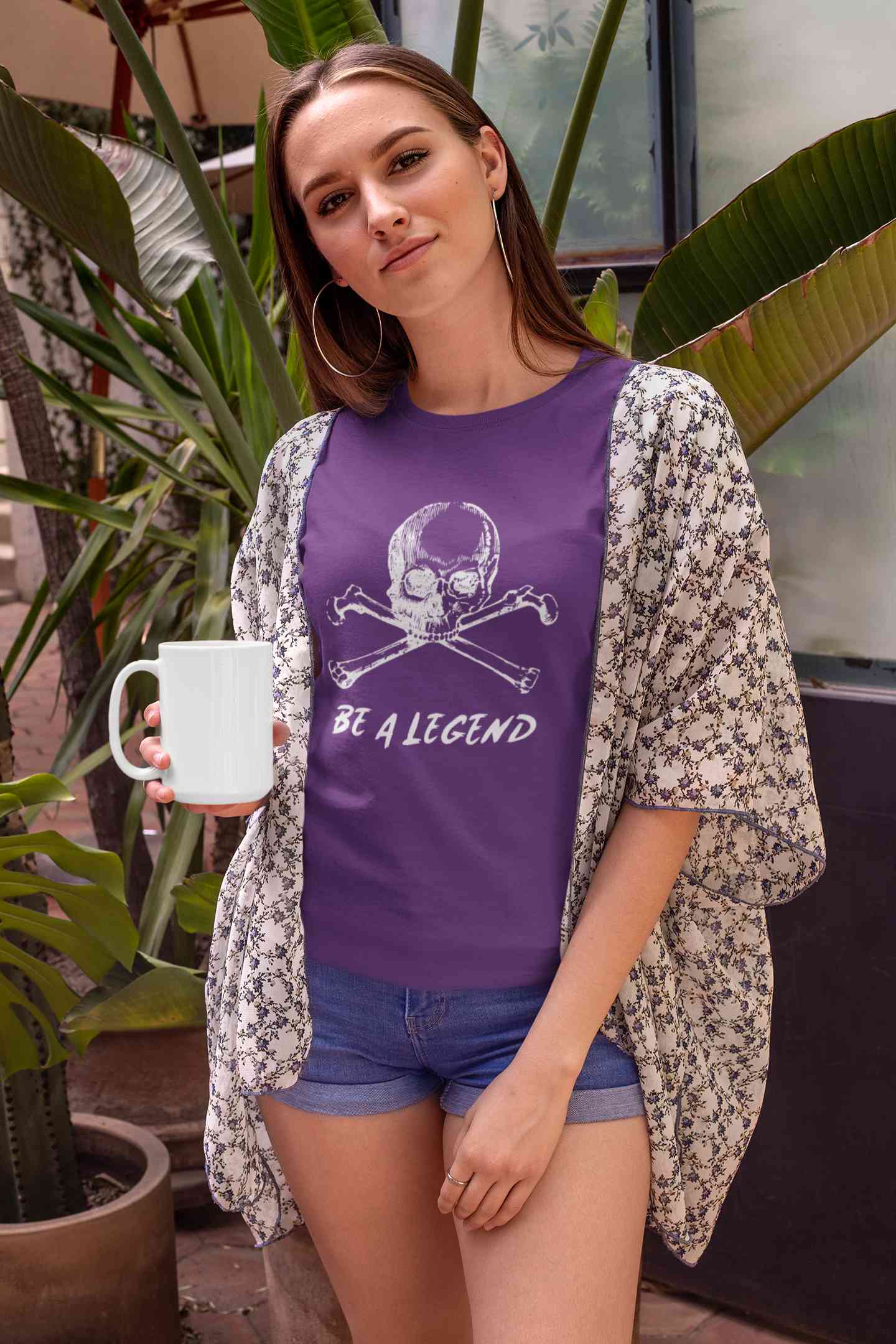Skull Be A Legend Women Half Sleeves T-shirt- FunkyTeesClub