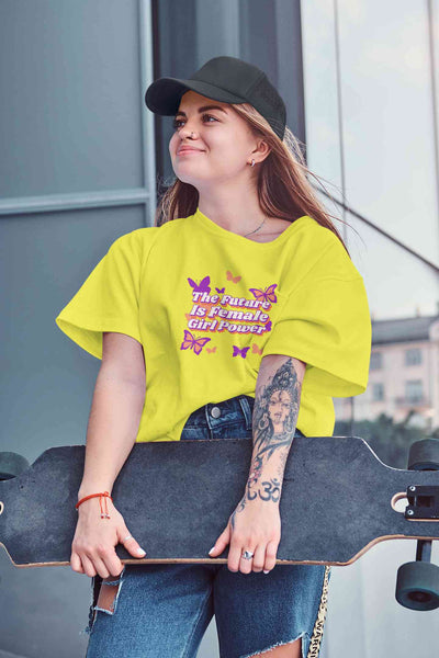 Feminist Quote With Butterfly Graphics Women Half Sleeves T-shirt- FunkyTeesClub