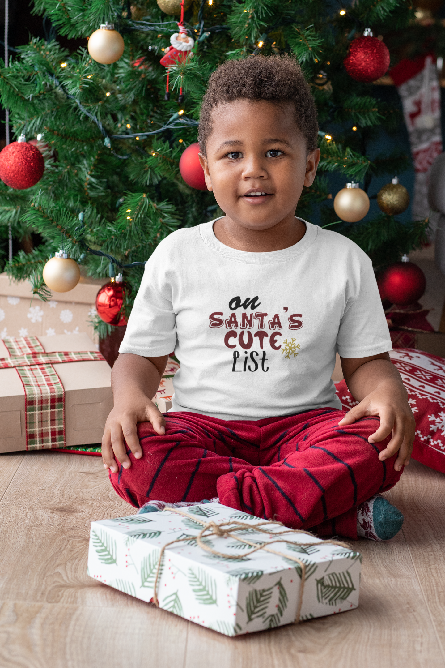 On Santa Cute List Christmas Half Sleeves T-Shirt for Boy-FunkyTeesClub