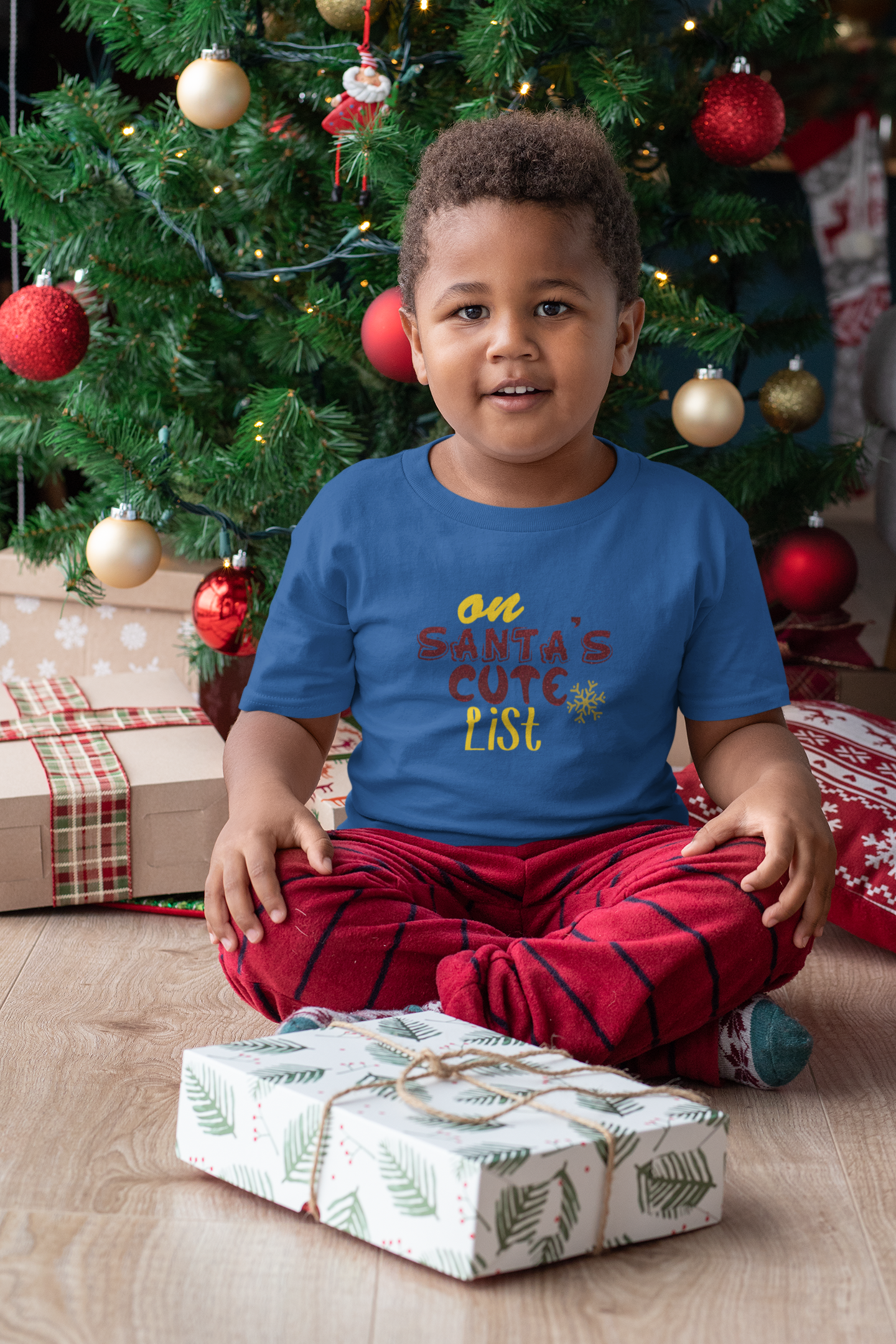 On Santa Cute List Christmas Half Sleeves T-Shirt for Boy-FunkyTeesClub