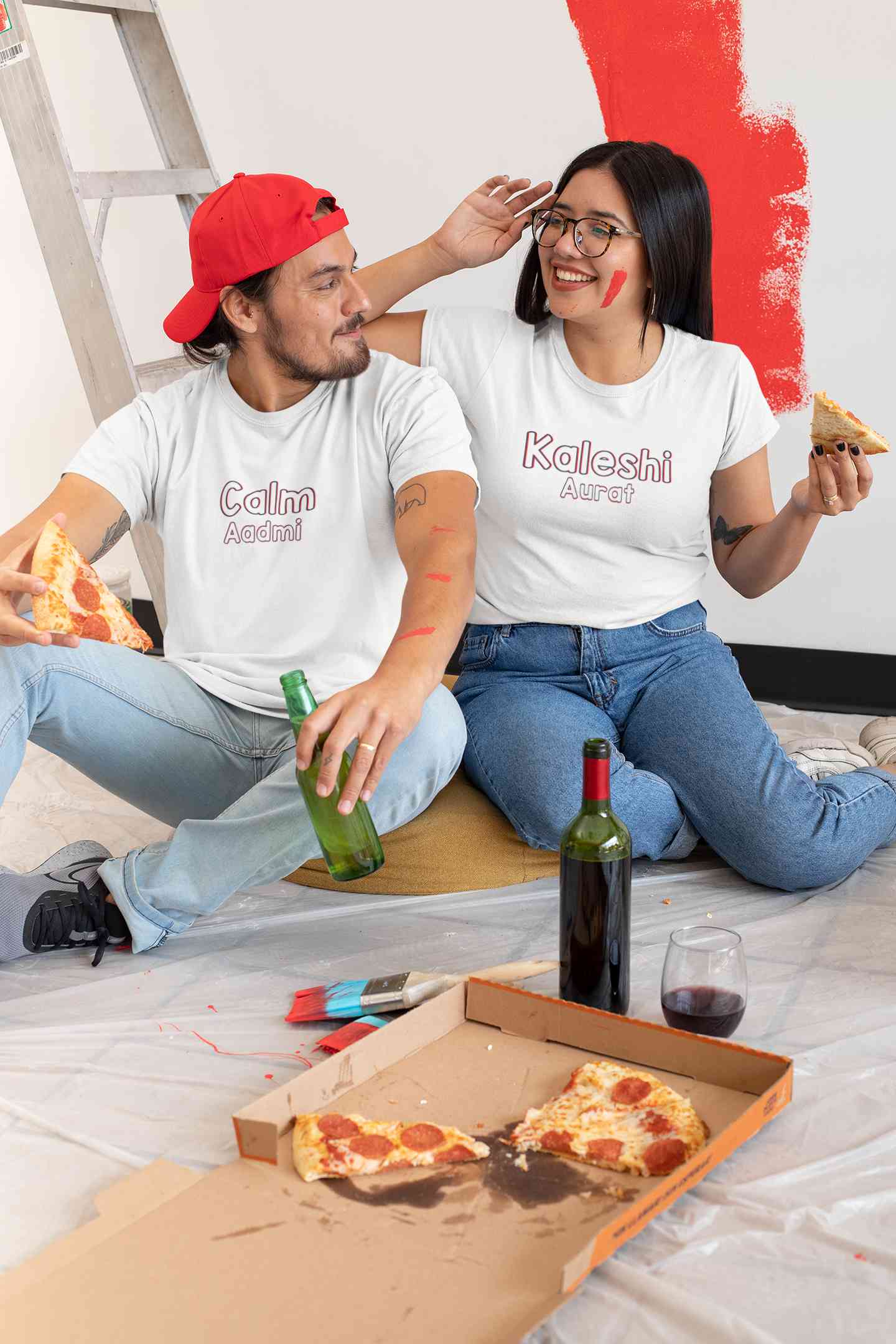 Calm Aadmi Kaleshi Aurat Lovey Dovey Couple Half Sleeves T-Shirts -FunkyTeesClub