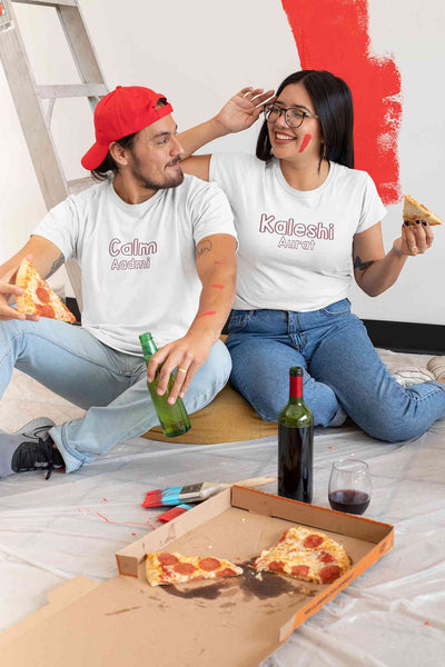 Calm Aadmi Kaleshi Aurat Lovey Dovey Couple Half Sleeves T-Shirts -FunkyTeesClub