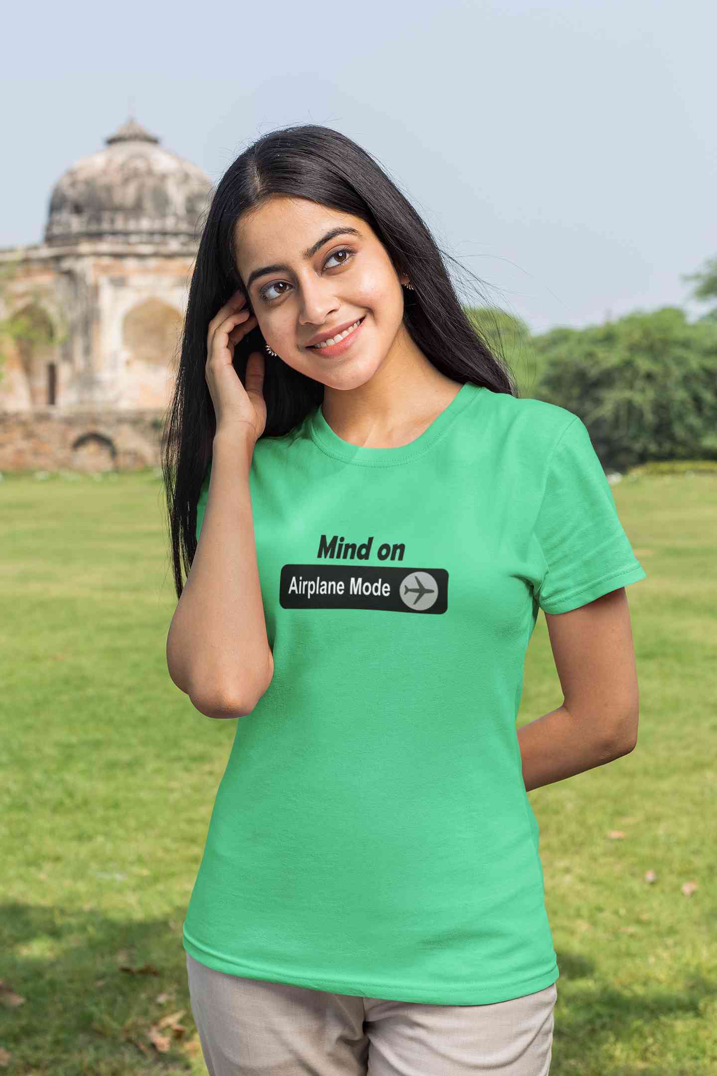 Airplane Mode Women Half Sleeves T-shirt- FunkyTeesClub