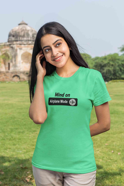 Airplane Mode Women Half Sleeves T-shirt- FunkyTeesClub
